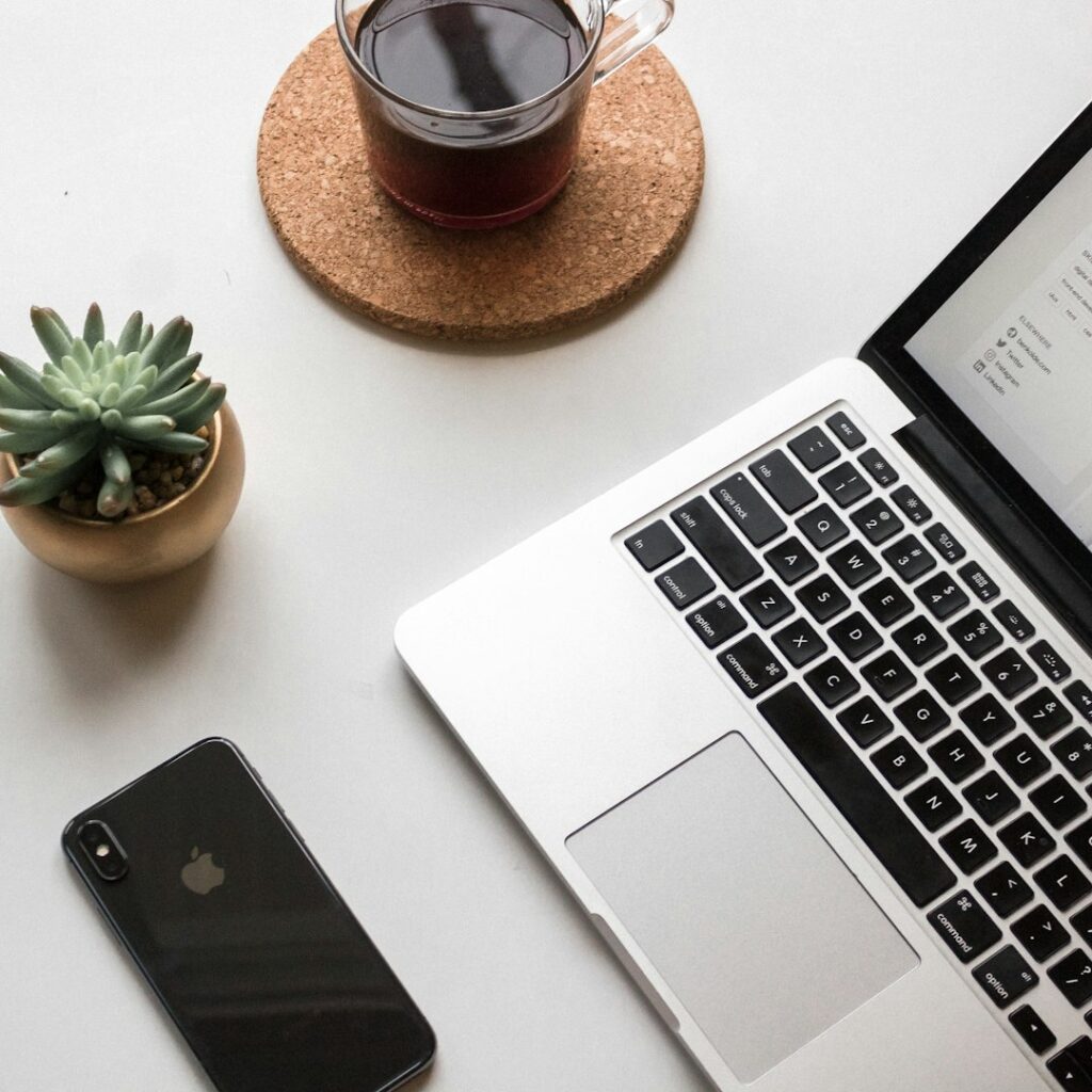 Laptop and marketing workspace for the LaunchKit Launch package